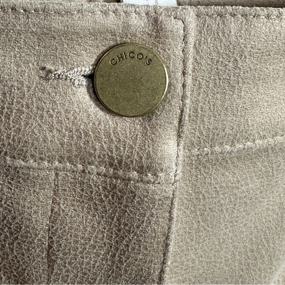 Chico's size 2 (approx size 12 US) suede-feel beige pants, straight leg - Picture 4 of 13